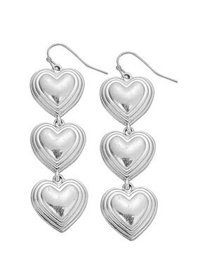 Park Lane Silver Triple Heart Drop Earrings - Women Jewelry